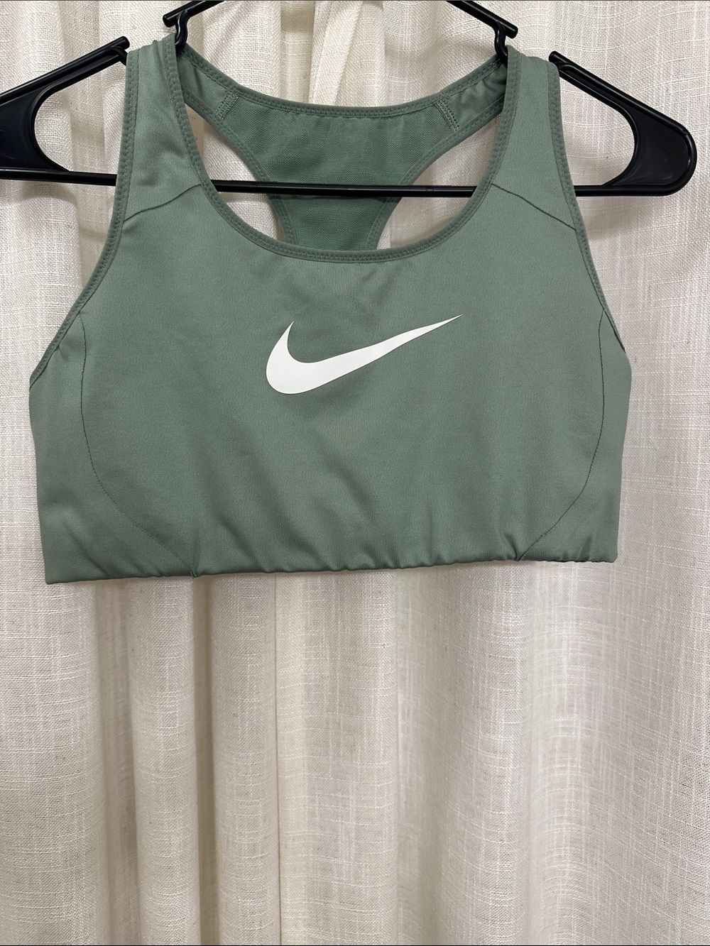 Nike Sage Green Racerback Swoosh Sports Bra